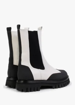 Online DANIEL Nellie White Leather Toe Cap Chelsea Boots
