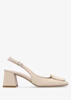 Sale DANIEL Nessie Cream Leather Block Heel Sling Backs