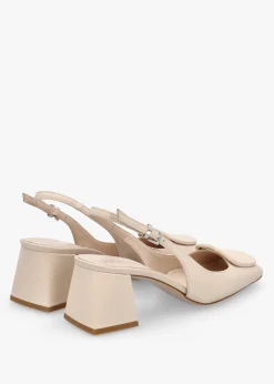 Sale DANIEL Nessie Cream Leather Block Heel Sling Backs