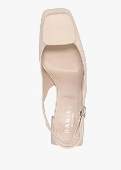Sale DANIEL Nessie Cream Leather Block Heel Sling Backs
