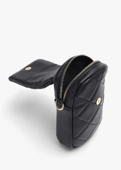 Fashion VALENTINO BAGS Ocarina Quilted Nero Mobile Phone Case On A Strap
