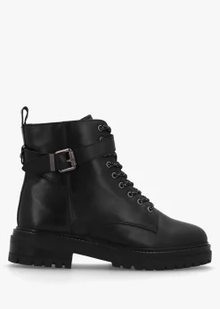 New MODA IN PELLE Omola Black Leather Buckle Ankle Boots