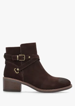 Outlet MODA IN PELLE Orlena Brown Suede Cross Strap Ankle Boots