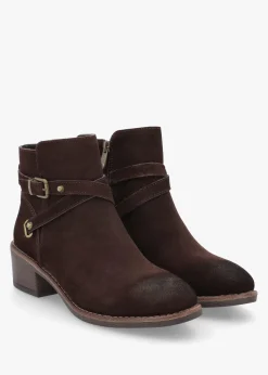 Outlet MODA IN PELLE Orlena Brown Suede Cross Strap Ankle Boots