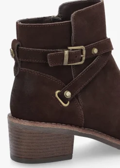 Outlet MODA IN PELLE Orlena Brown Suede Cross Strap Ankle Boots