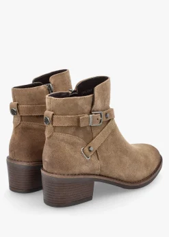 Fashion MODA IN PELLE Orlena Taupe Suede Cross Strap Ankle Boots