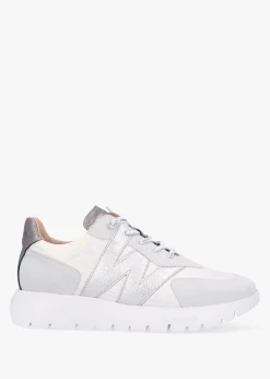 Clearance WONDERS Oslo White Metallic Suede & Nylon Trainers