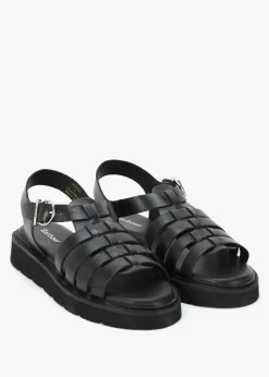 Hot BARBOUR Otterburn Classic Black Leather Fisherman Sandals