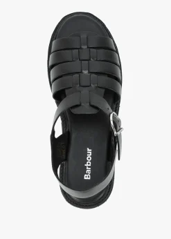 Hot BARBOUR Otterburn Classic Black Leather Fisherman Sandals