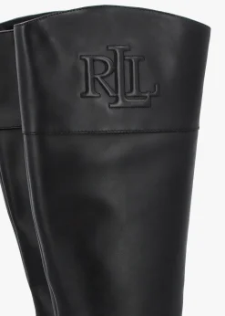 Clearance LAUREN RALPH LAUREN Page II Black Leather Block Heel Knee Boots