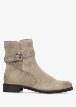 Outlet MODA IN PELLE Panazol Taupe Suede Studded Strap Ankle Boots
