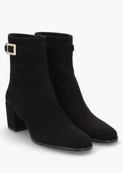 Online DANIEL Pearl Black Suede Block Heel Ankle Boots