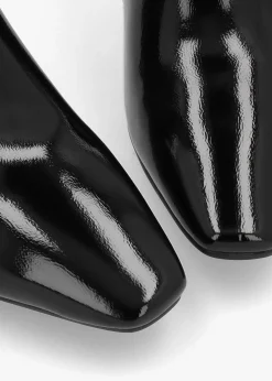 New MODA IN PELLE Petuniah Black Patent Leather Kitten Heel Ankle Boots