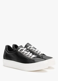 Fashion DANIEL Piccadilly Circus Black Leather Flatform Trainers