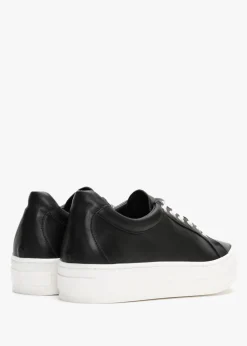 Fashion DANIEL Piccadilly Circus Black Leather Flatform Trainers