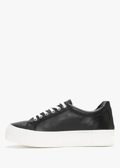 Fashion DANIEL Piccadilly Circus Black Leather Flatform Trainers