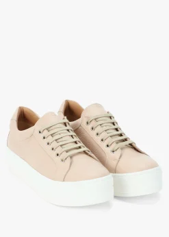 Hot DANIEL Piccadilly Circus Blush Leather Flatform Trainers