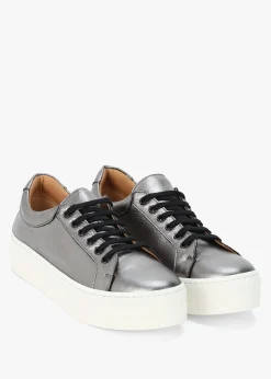 Online DANIEL Piccadilly Circus Pewter Leather Flatform Trainers