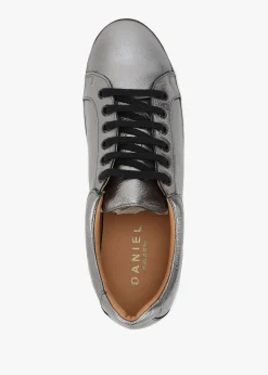 Online DANIEL Piccadilly Circus Pewter Leather Flatform Trainers