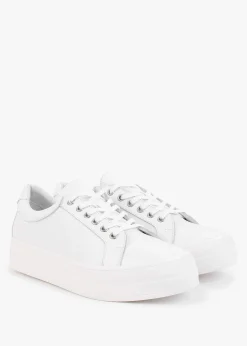 Online DANIEL Piccadilly Circus White Leather Flatform Trainers