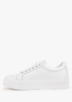 Online DANIEL Piccadilly Circus White Leather Flatform Trainers