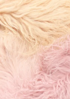 New CHARLOTTE SIMONE Pink Ombre Shaggy Mongolian Lambswool Scarf