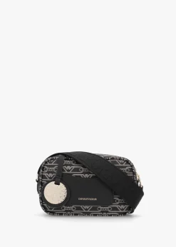 Hot EMPORIO ARMANI Piped Logo Nero & Ecru Camera Bag