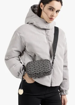 Hot EMPORIO ARMANI Piped Logo Nero & Ecru Camera Bag