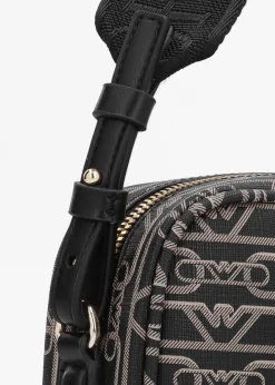 Hot EMPORIO ARMANI Piped Logo Nero & Ecru Camera Bag