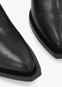 Best COACH Prestyn Black Leather Western Stacked Heel Ankle Boots