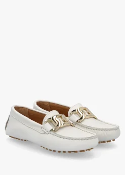 New DANIEL Privey White Leather Moccasin Loafers