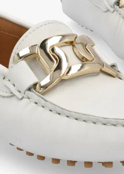 New DANIEL Privey White Leather Moccasin Loafers