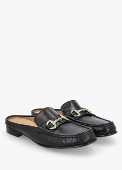 Sale DANIEL Pule Black Leather Backless Mule Loafers