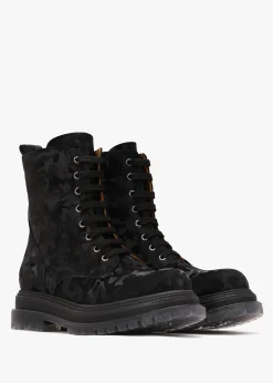 Best DANIEL Rammie Black Leather Camo Ankle Boots