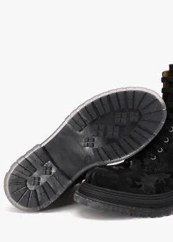 Best DANIEL Rammie Black Leather Camo Ankle Boots