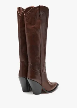 Best SONORA Rancho Maxi Flower Brown Leather Western Knee Boots