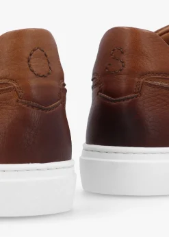 Hot OLIVER SWEENEY Rende Dark Tan Antiqued Leather Cupsole Trainers