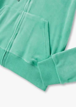 Discount JUICY COUTURE Robertson Marine Green Velour Zip Hoodie