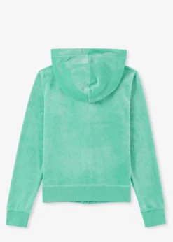 Discount JUICY COUTURE Robertson Marine Green Velour Zip Hoodie