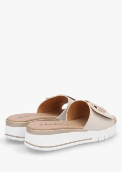 Discount DANIEL Romoon Beige Leather Circle Moon Mules