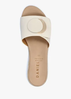 Discount DANIEL Romoon Beige Leather Circle Moon Mules