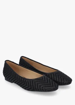 Hot DANIEL Sally Black Leather Woven Ballet Pumps