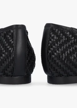 Hot DANIEL Sally Black Leather Woven Ballet Pumps