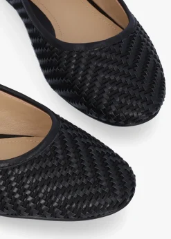 Hot DANIEL Sally Black Leather Woven Ballet Pumps