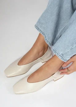 Hot DANIEL Saria Cream Leather Square Toe Ballet Pumps