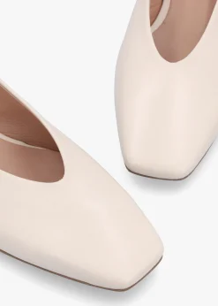 Hot DANIEL Saria Cream Leather Square Toe Ballet Pumps