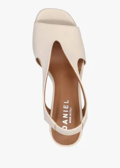 Outlet DANIEL Scoop Cream Leather Cut Away Shaped Heel Sandals