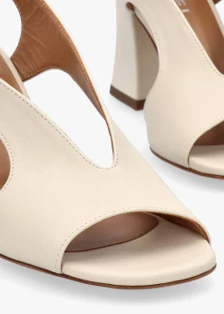 Outlet DANIEL Scoop Cream Leather Cut Away Shaped Heel Sandals