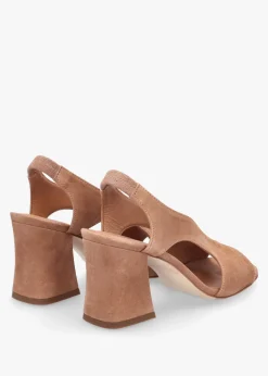 Online DANIEL Scoop Tan Suede Cut Away Shaped Heel Sandals