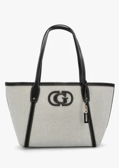 Sale GUESS Sebina Natural Black Tote Bag